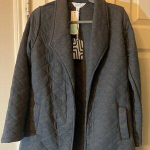 NWT Women's Market & Spruce for StitchFix Long Dark Gray Quilted Cardigan Medium